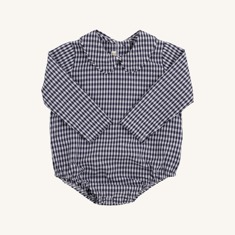 Peter Pan Collar Shirt & Onesie (Long Sleeve Woven) - Navy Grove Gingham