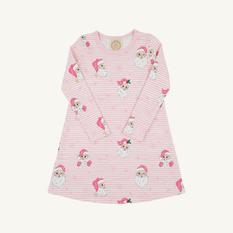 Embroidery result for: Long Sleeve Polly Play Dress - Dear Santa (Palm Beach Pink Stripe) with Palm Beach Pink