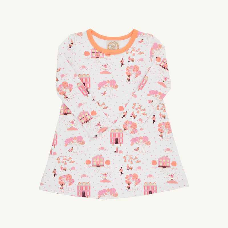 Long Sleeve Polly Play Dress - Fall on Fincastle Road with Seashore Sherbet