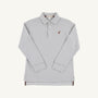 Long Sleeve Prim & Proper Polo & Onesie - Grantley Gray Stripe with Gray Bay Brown Stork