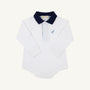 Long Sleeve Prim & Proper Polo & Onesie - Worth Avenue White with Nantucket Navy & Barrington Blue