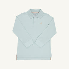 Long Sleeve Prim & Proper Polo & Onesie - Old Greenwich Green with Keeneland Khaki Stork