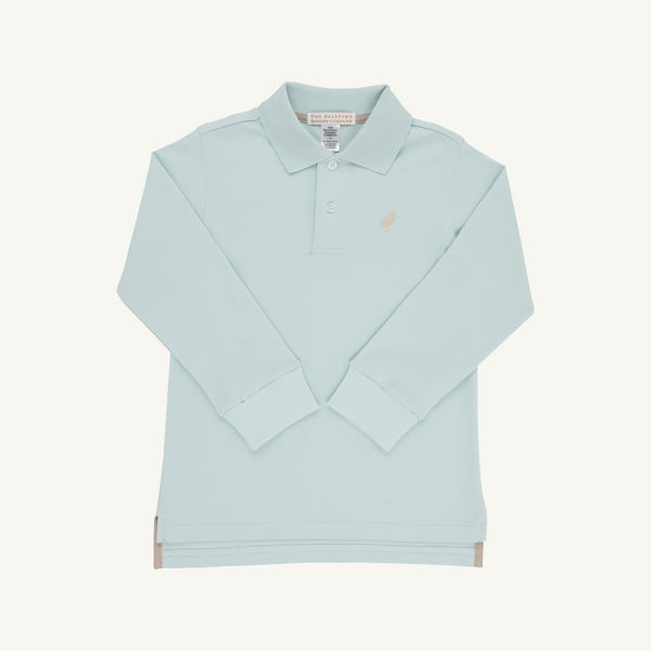 Long Sleeve Prim & Proper Polo & Onesie - Old Greenwich Green with Keeneland Khaki Stork