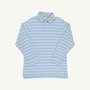 Long Sleeve Prim & Proper Polo & Onesie - Sarasota Sky, Old Greenwich Green and Worth Avenue White Stripe