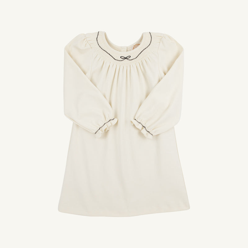 Long Sleeve Sandy Smocked Dress - Palmetto Pearl with Newport Night