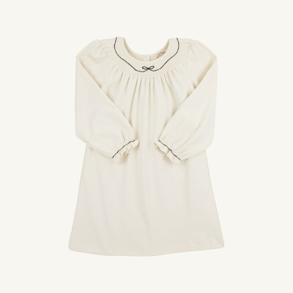 Long Sleeve Sandy Smocked Dress - Palmetto Pearl with Newport Night