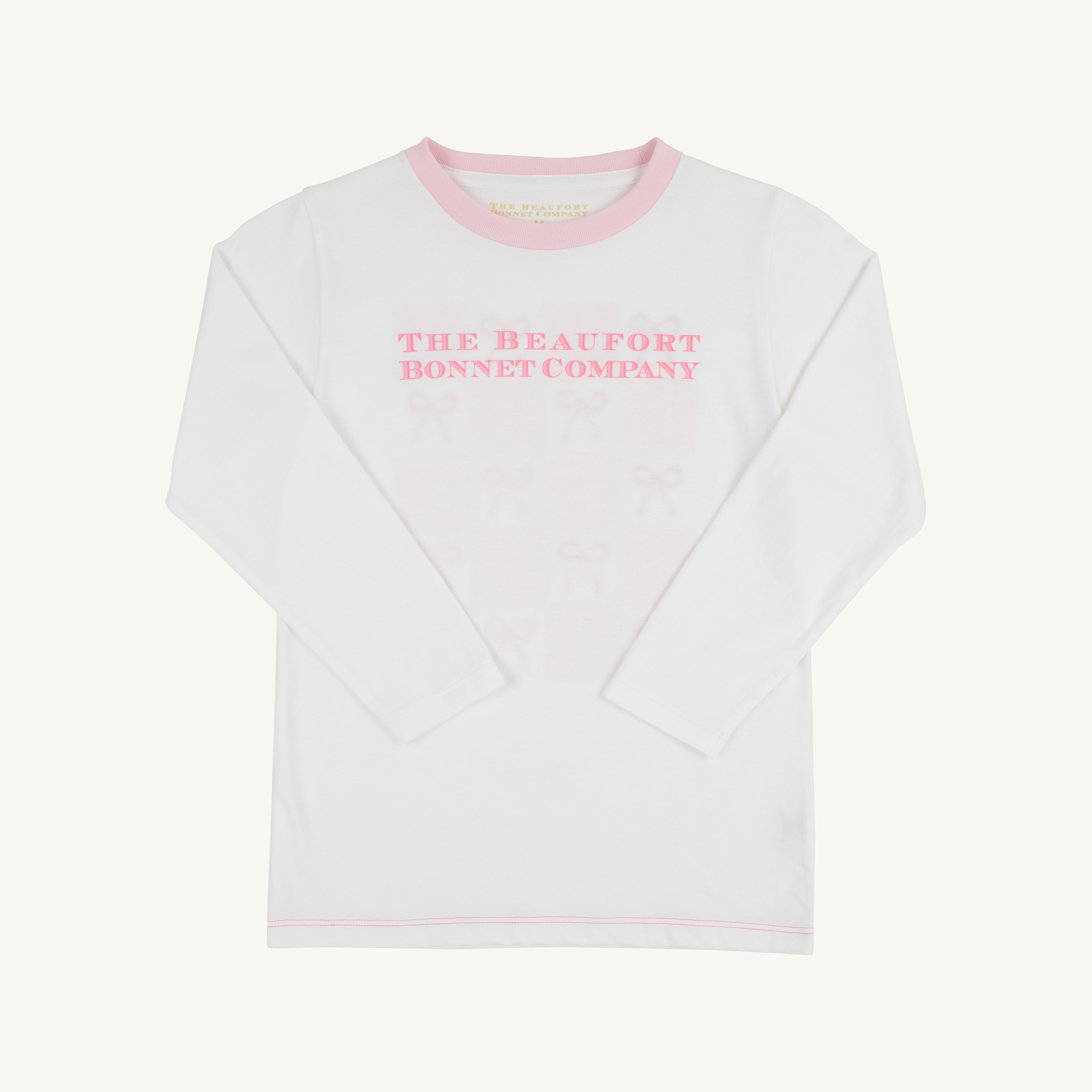 Long Sleeve Sir Proper's T Shirt - Worth Avenue White with Palm Beach Pink