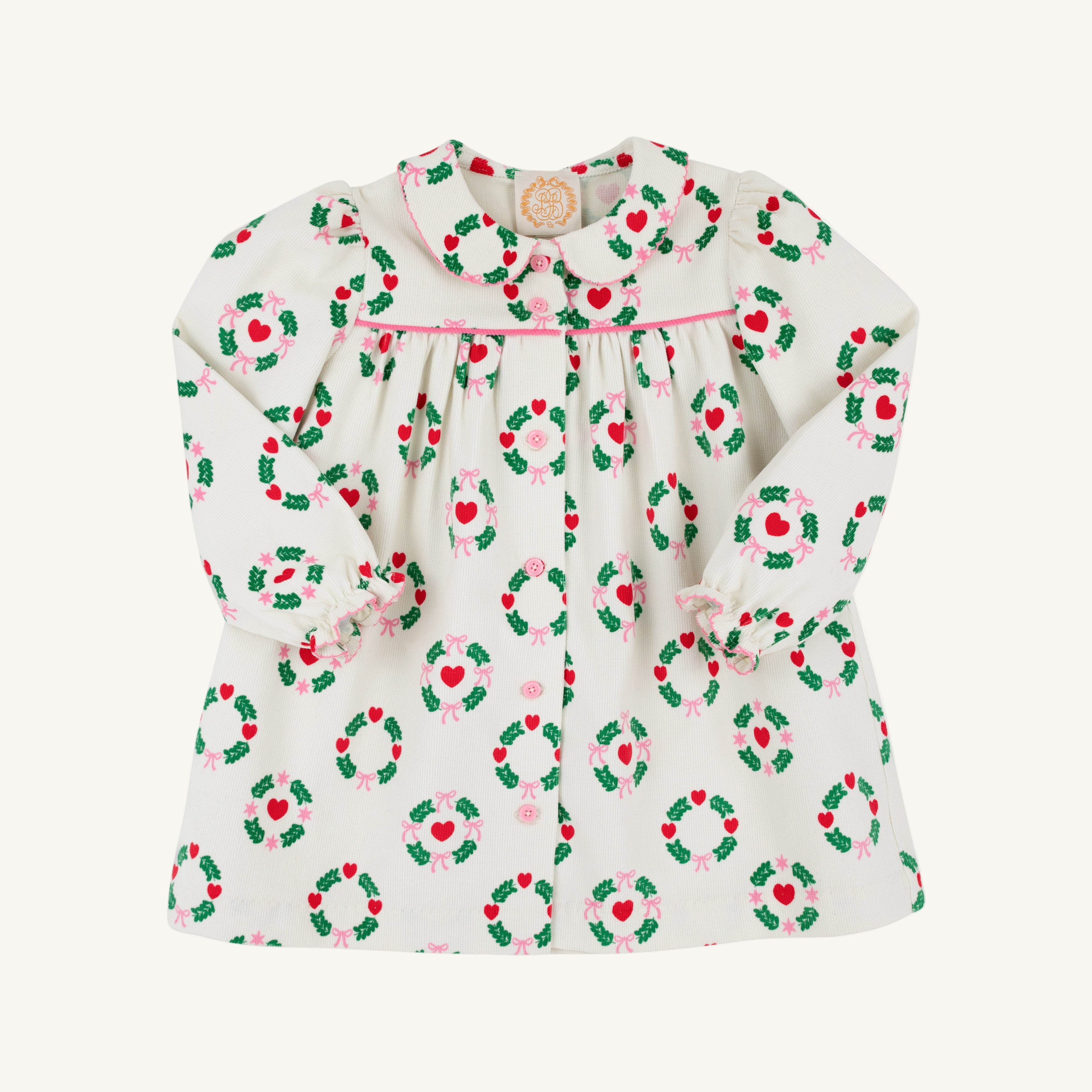 Long Sleeve Tabitha's Teacher's Pet Dress (Corduroy) - Rollins Wreaths with Hamptons Hot Pink