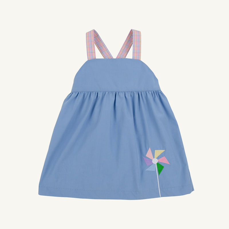 Macy Drew Dress - Park City Periwinkle & Woodstock Park Plaid with Pinwheel