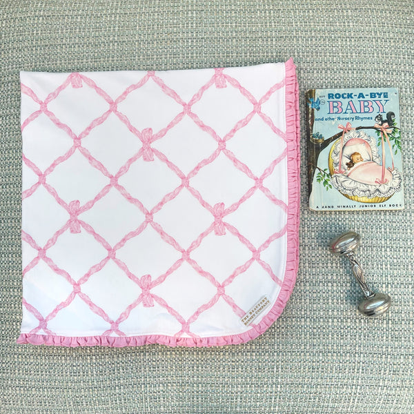 Belle Meade Bow Bundle - Baby Buggy Blanket, Oopsie Daisy Burp Cloth, Burp Me Bib