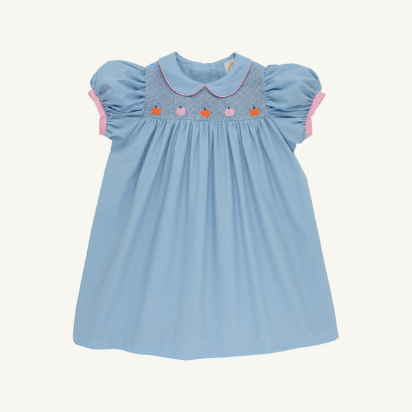 Mary Dal Dress - Barrington Blue & Sandpearl Pink with Pumpkin Smocking