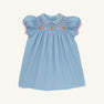 Mary Dal Dress - Barrington Blue & Sandpearl Pink with Pumpkin Smocking