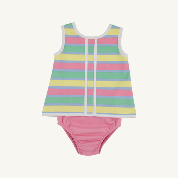 Mary Simms Bloomer Set - Samford Stripe (Hamptons Hot Pink) with Worth Avenue White
