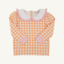 Maude's Ruffle Cassidy Comfy Crewneck - Seashore Sherbet Gingham with Sandpearl Pink