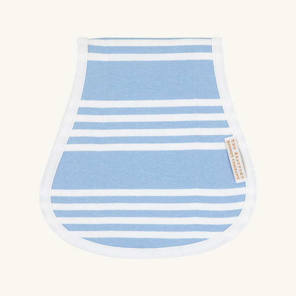 Oopsie Daisy Burp Cloth - Saddle Ridge Stripe (Sarasota Sky) with Worth Avenue White
