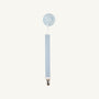 Light blue pacifier attached to a Parker Paci Clip - Blue Grand Gasparilla Gingham with Buckhead Blue, featuring a metal fastener.