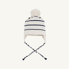 Parrish Pom Pom Hat - Palmetto Pearl with Nantucket Navy Stripe