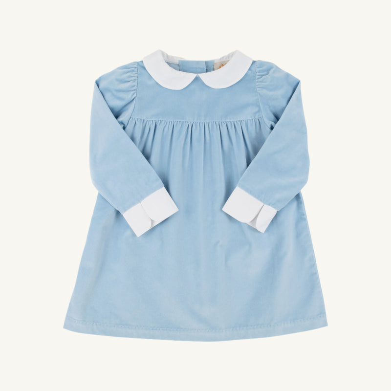 Patsy's Dinner Party Dress (Velveteen) - Barrington Blue with Worth Avenue White