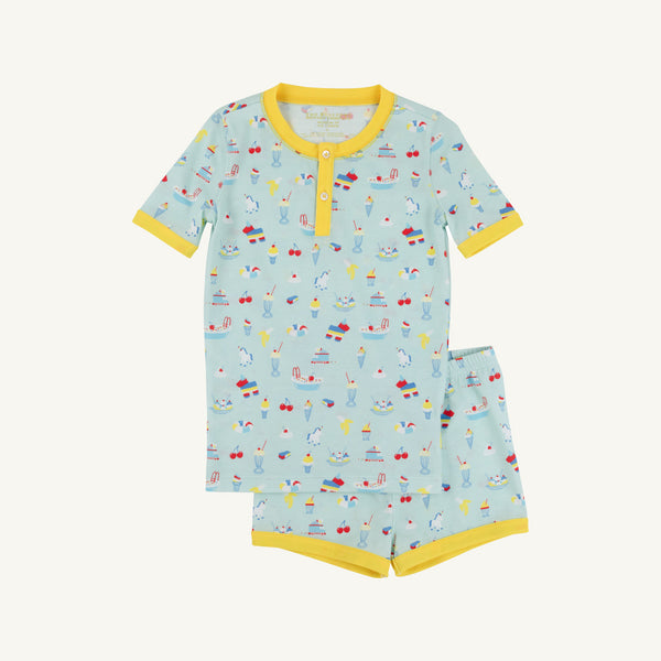 Payton Pajama Shorts Set - Ice Cream Daydream (Blueberry Blue) with Nana Banana