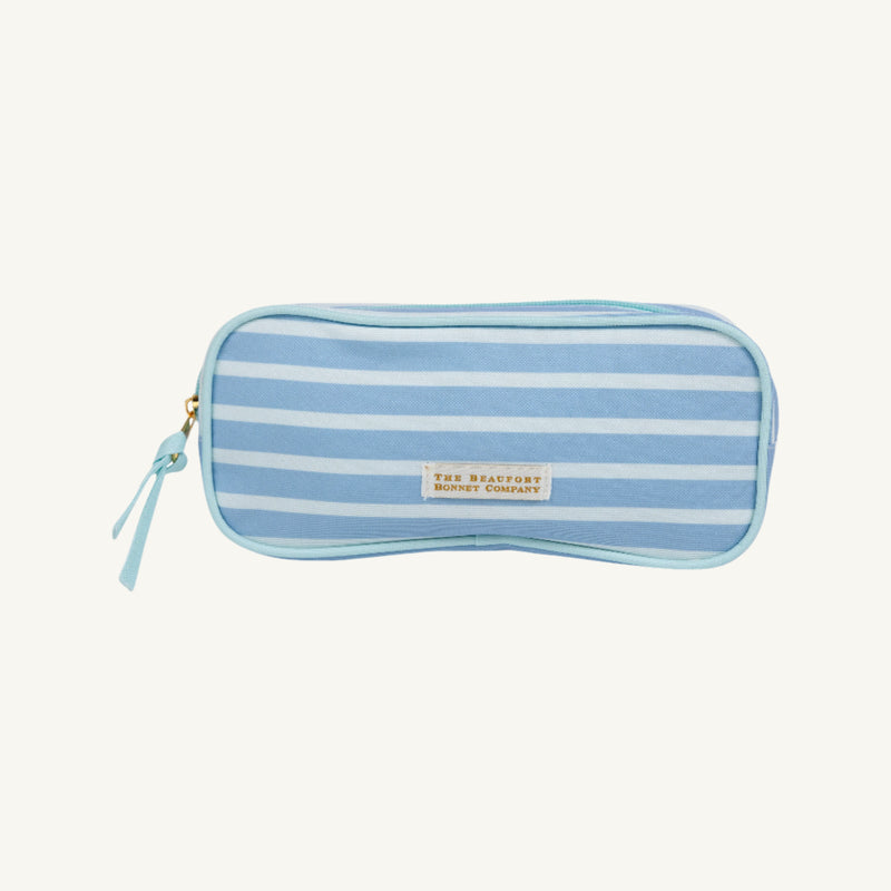 Peyton Pencil Pouch - Sarasota Sky Stripe with Sea Island Seafoam