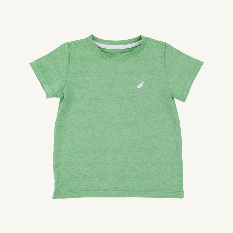 Prepletic™ Carter Crewneck - Grafton Green (Heathered) with Worth Avenue White Stork