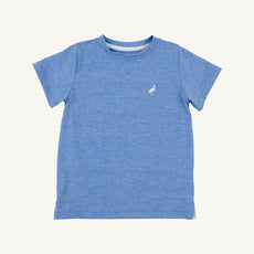 Prepletic™ Carter Crewneck - Sunrise Blvd. Blue with Worth Avenue White Stork