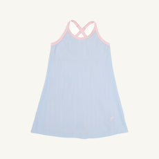 Prepletic™ Little Miss Tennis Dress - Beale Street Blue Seersucker with Palm Beach Pink