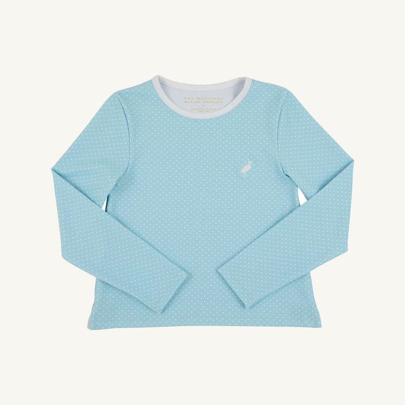 Prepletic™ Pammy Performance Top - Belhaven Blue Micro Dot with Belhaven Blue Stork