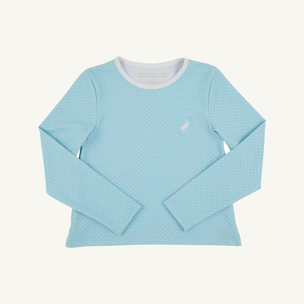 Prepletic™ Pammy Performance Top - Belhaven Blue Micro Dot with Belhaven Blue Stork