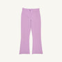 The Beaufort Bonnet Company Prepletic™ Patty Pants in Valley High Violet, featuring a light purple hue, flared bootcut style, and a cute bow at the waistband—shown laid flat on a plain white background, perfect for girls’ activewear.