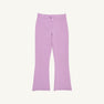 The Beaufort Bonnet Company Prepletic™ Patty Pants in Valley High Violet, featuring a light purple hue, flared bootcut style, and a cute bow at the waistband—shown laid flat on a plain white background, perfect for girls’ activewear.