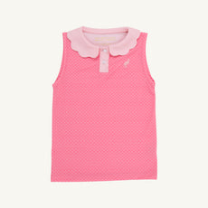 Prepletic™ Sleeveless Preppy Polo - Romany Rose Microdot with Sandpearl Pink