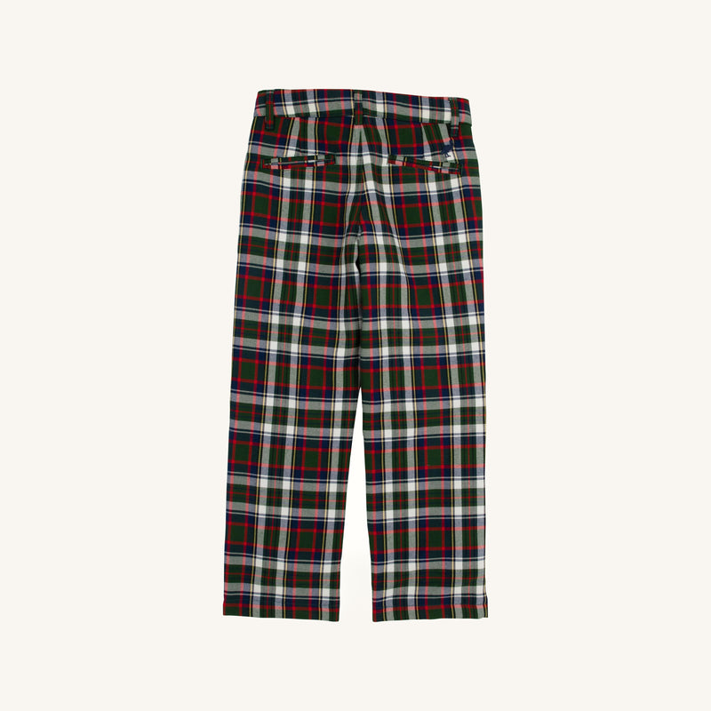 Prep School Pants (Flannel) - Grant Park Plaid with Nantucket Navy Stork