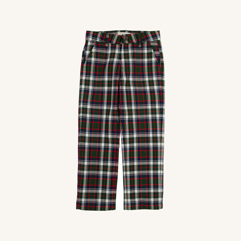 Prep School Pants (Flannel) - Grant Park Plaid with Nantucket Navy Stork