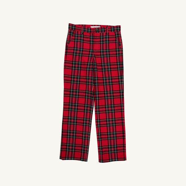 Full-length Prep School Pants - Society Prep Plaid trousers in a red and green pattern.