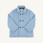 A Price Bell Peacoat in Barrington Blue by The Beaufort Bonnet Company, featuring a double-breasted design with large buttons and a plaid lining visible at the collar, displayed on a white background.