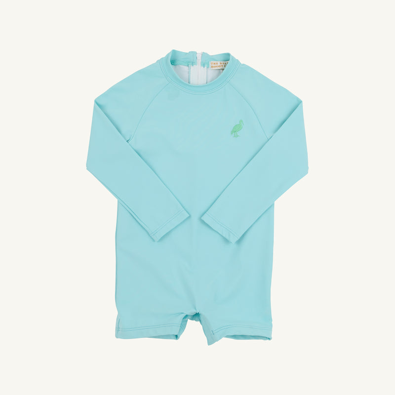 Price Pool Romper - Edisto Egg Blue with Grace Bay Green Stork (UPF 35+)