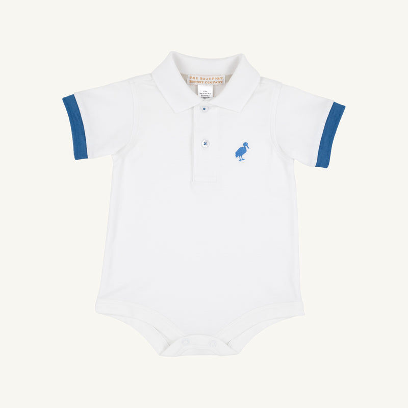Prim & Proper Polo & Onesie - Worth Avenue White with Wood Boat Blue