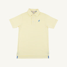 Prim & Proper Polo & Onesie - Lake Worth Yellow Stripe with Barbados Blue Stork
