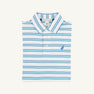 Prim & Proper Polo & Onesie - Worth Avenue White, Belhaven Blue, & Wood Boat Blue Stripe with Wood Boat Blue Stork