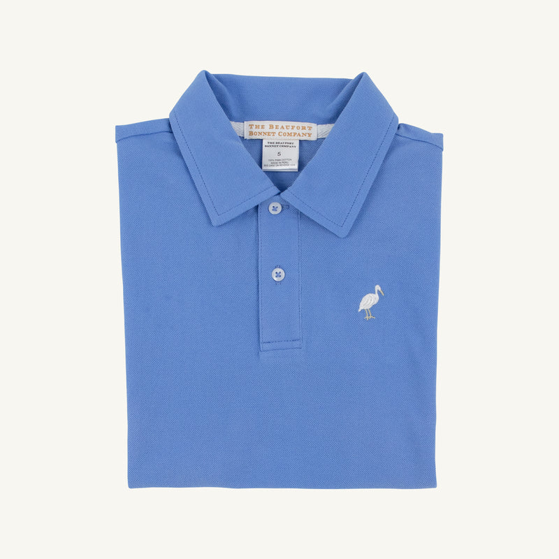Prim & Proper Beach Polo & Onesie - Sunrise Blvd. Blue with Multicolor Stork