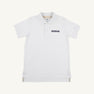 Introducing the Michigan Prim & Proper Polo - Worth Avenue White by The Beaufort Bonnet Company. This classic short-sleeve polo is made from soft Pima Cotton Knit and features a collared neckline with buttons. “MICHIGAN” is embroidered in navy blue on the left chest, showcasing your school pride with timeless style.