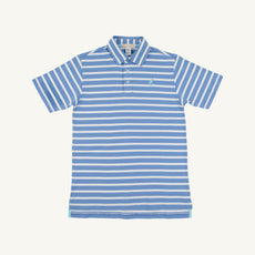 Prim & Proper Polo & Onesie - Barbados Blue Stripe with Belhaven Blue Stork