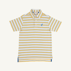 Prim & Proper Polo - Lake Claire Lines with Wood Boat Blue Stork