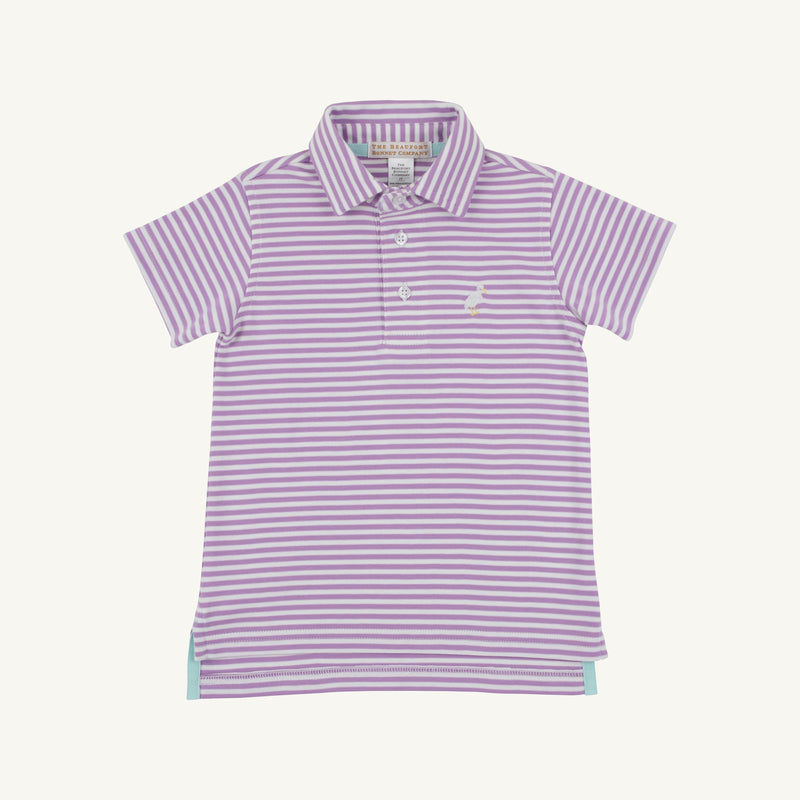 Prim & Propper Polo - Valley High Violet Stripe with Multicolor Stork