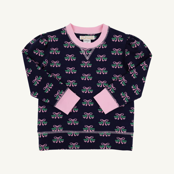 Puff Sleeve Cassidy Comfy Crewneck - Beloved Bows with Pier Party Pink