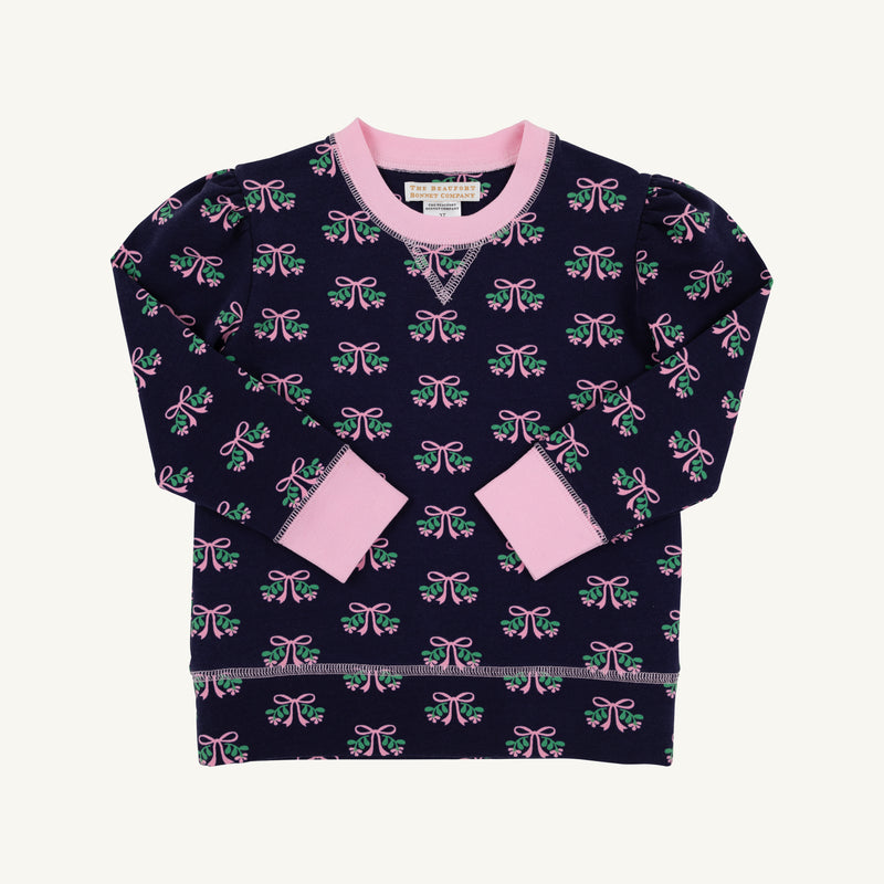 Puff Sleeve Cassidy Comfy Crewneck - Beloved Bows with Pier Party Pink