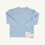 Puff Sleeve Cassidy Comfy Crewneck - Beale Street Blue with Worth Avenue White