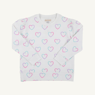 Embroidery result for: Puff Sleeve Cassidy Comfy Crewneck - Have a Little Heart with Worth Avenue White