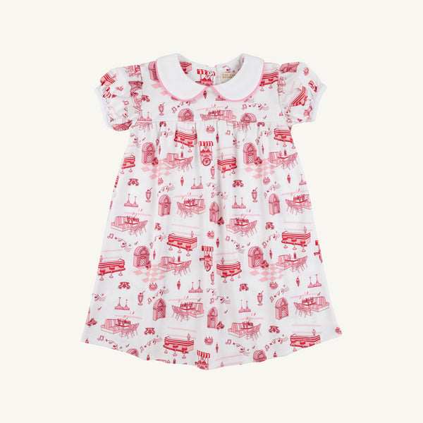 Puff Sleeve Holly Day Dress - Diner Days with Worth Avenue White